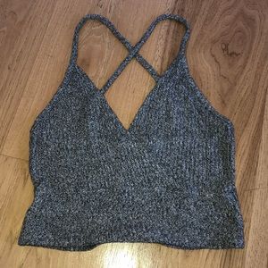 Grey strappy crop top